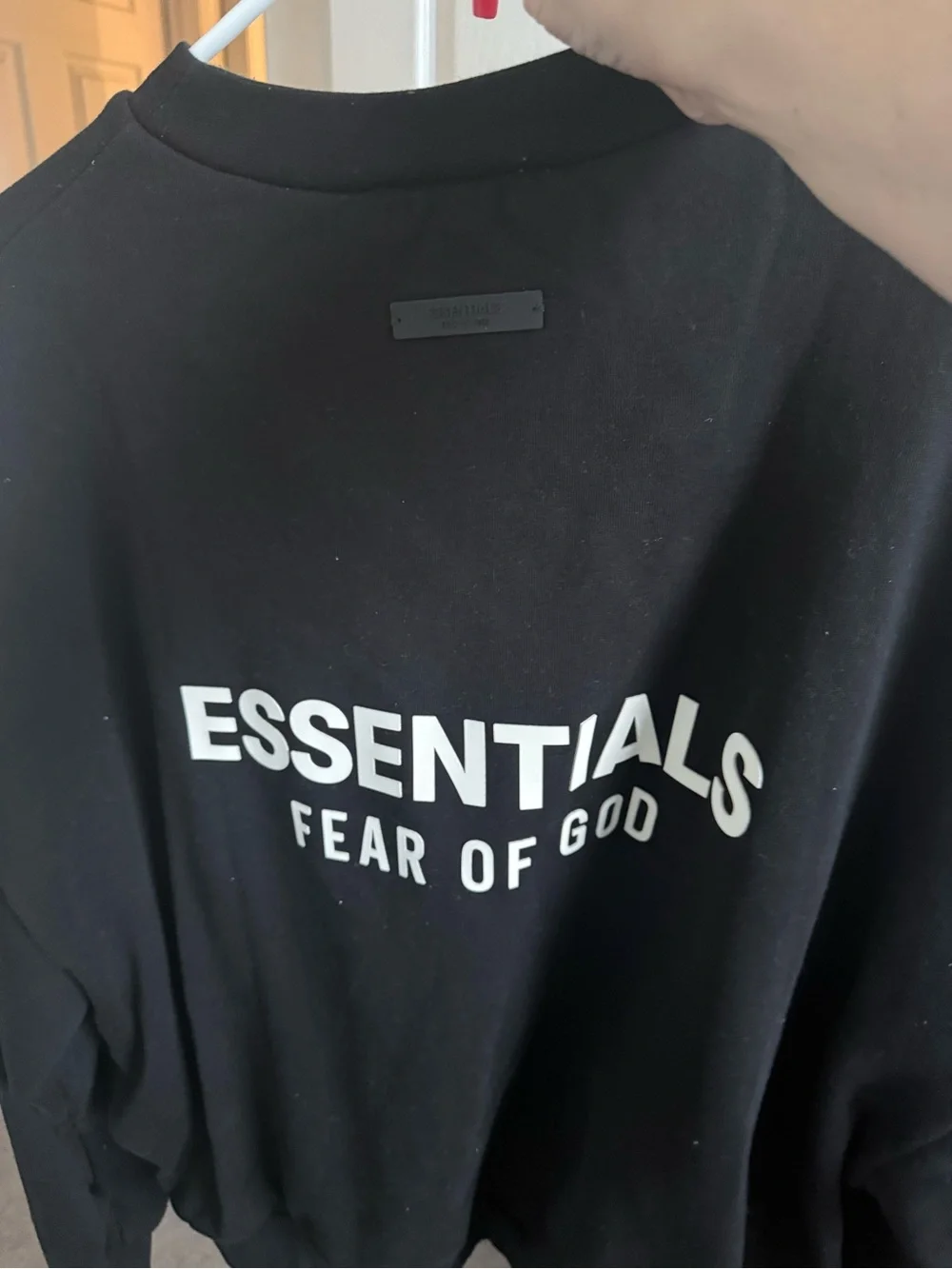 ESSENTIALS Men’s Black Crewneck Sweatshirt with pockets